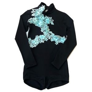 Black floral one piece dance costume